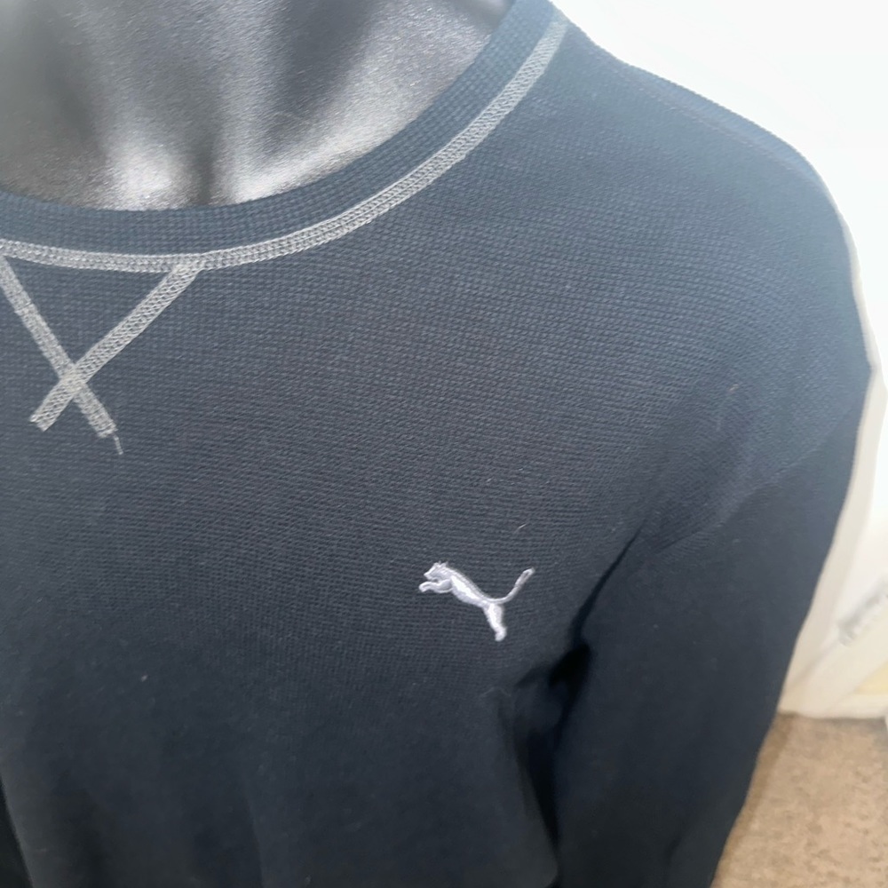 Men’s pre own as is Puma long sleeve thermal black shirt lifestyle 2XL XXL - Picture 3 of 4